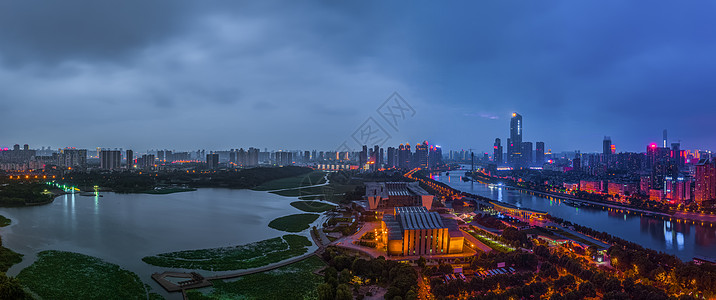 湖北恩施大剧院武汉汉江城市夜景高清全景背景