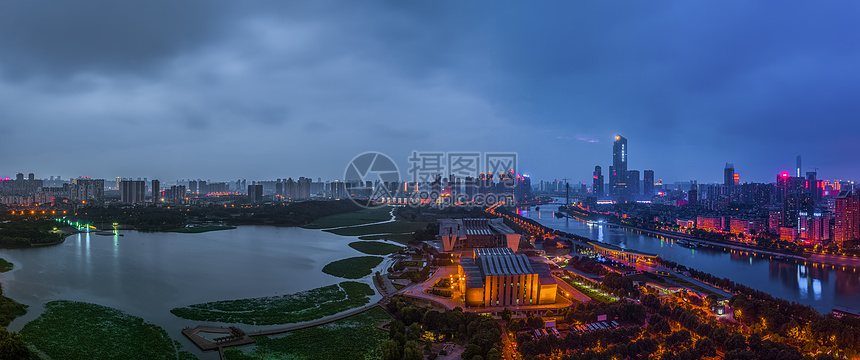 武汉汉江城市夜景高清全景图片