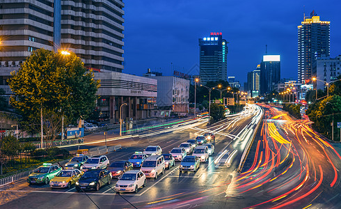 夜景汽车城市街道交通车流背景