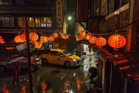 瑞芳九份老街夜景高清图片