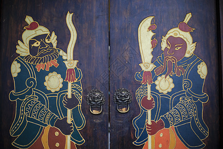 中国风门神中国元素的门高清图片