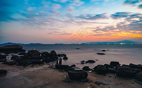 厦门海边酒店的黄昏背景