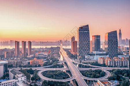 汉口江景俯瞰城市夜景背景