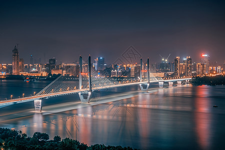 夜景街拍武汉汉口江滩背景