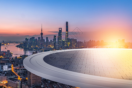 圆台城市高空夜景拍摄高清图片