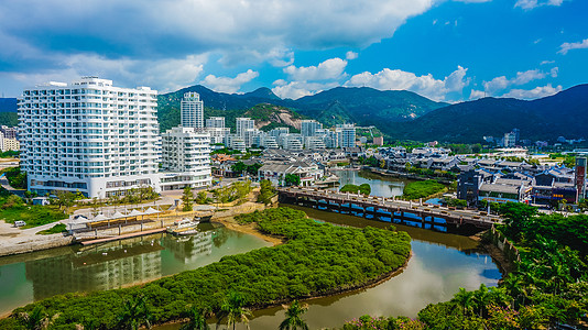 韩国景色广东惠州巽寮湾街景背景