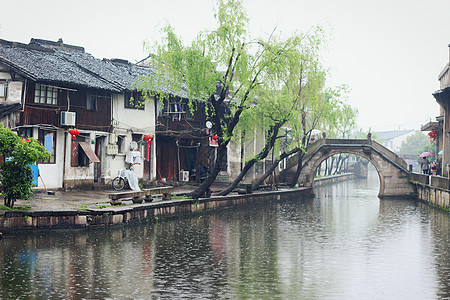 居民江南水乡背景