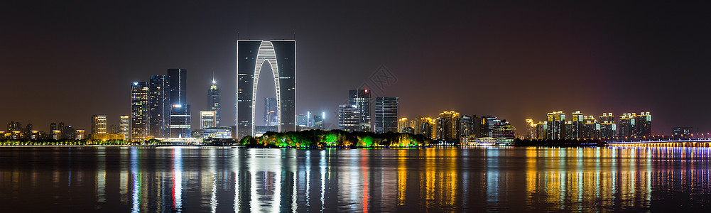 城市素材照片苏州东方之门夜景全景照片背景