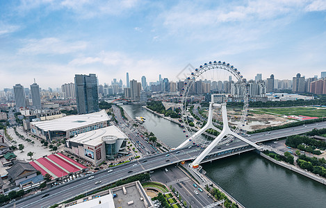 天津景点天津之眼摩天轮背景