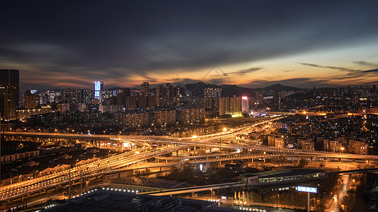 东北山村大连东北路城市建筑风光夜景背景