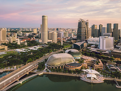 清晨的城市新加坡艺术中心背景