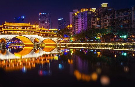 夜拍成都九眼桥夜景背景