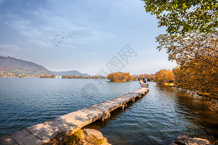 湘湖古纤道水域萧山高清图片