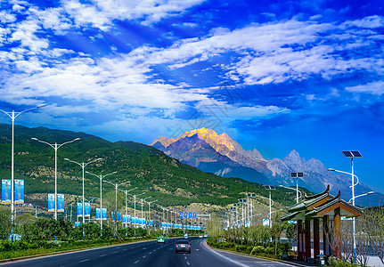 智能景区玉龙雪山大道背景