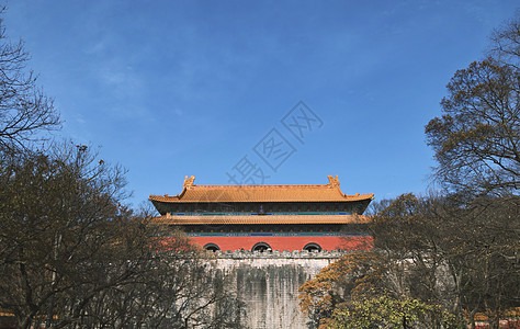 南京旅游景点里的古建筑背景图片