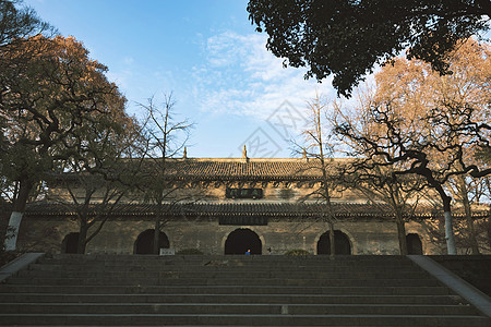 南京旅游景点里的古建筑背景图片