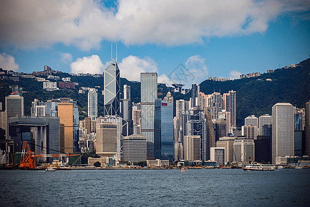 香港全景香港维多利亚港湾背景