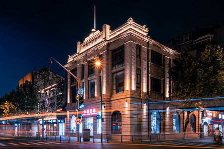 武汉南京路车轨夜景背景图片