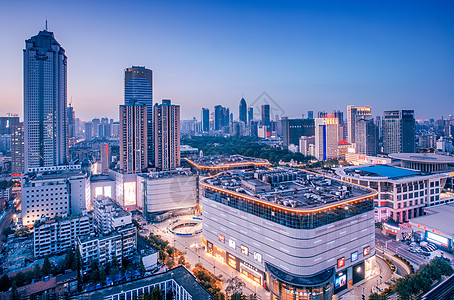 俯视风景傍晚武汉国际广场背景