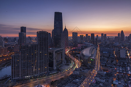 天津夜景街道居住地高清图片