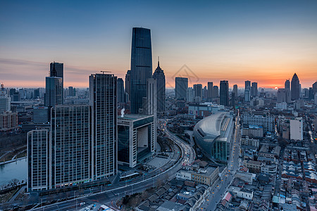 天津建筑素材城市黎明背景