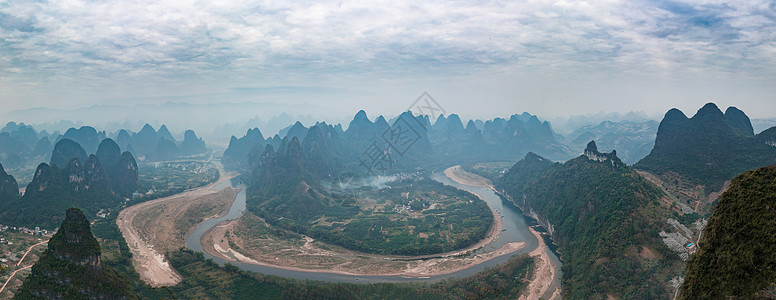 漓江全景图无际峭壁高清图片