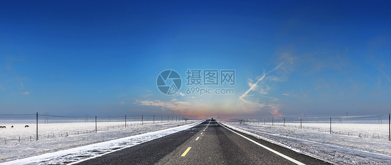 大雪中的公路图片