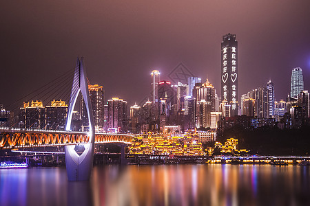 河城市重庆山城夜景背景