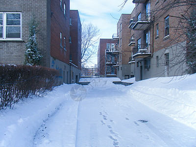 冷冬下雪后国外的住宅小区背景