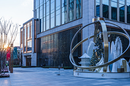圣诞广场外滩金融中心广场圣诞树背景