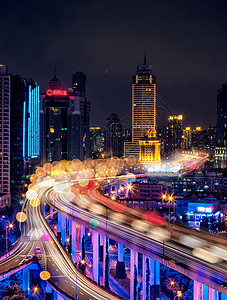 上海城市天际线上海夜景背景