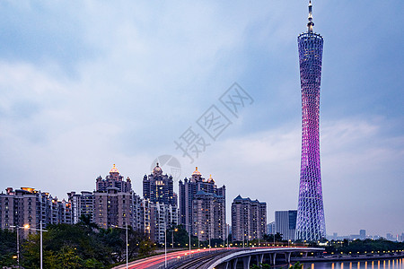 日落的广州塔城市建筑高清图片素材