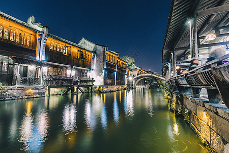 乌镇夜景杭州运河夜景高清图片
