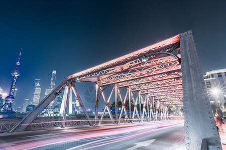 白科技背景上海外白渡桥夜景背景