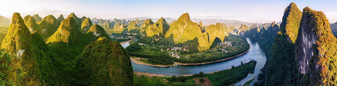 青岩古镇桂林阳朔漓江山水风光背景