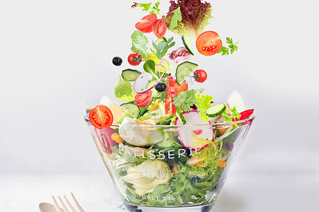 勺子图片新鲜素食沙拉设计图片