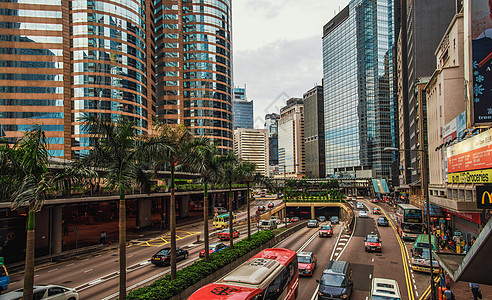 都市街头香港中环街景背景