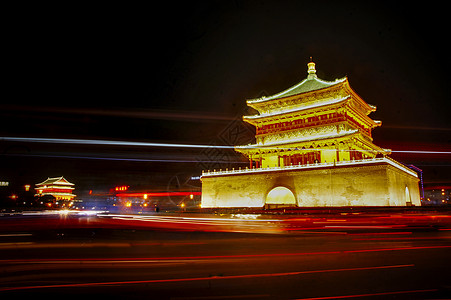 名建筑素材西安钟楼夜景背景