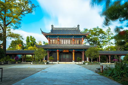 城市旅游海报西湖书苑背景