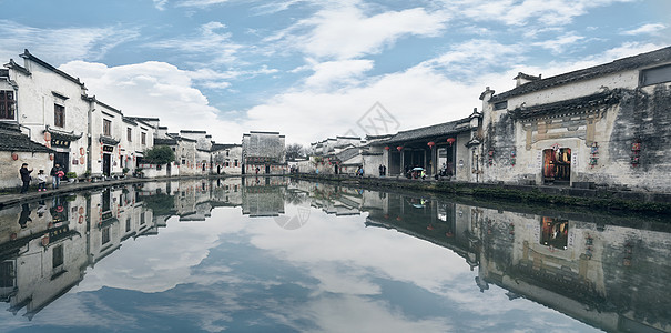 宏村徽派建筑天空之境背景图片