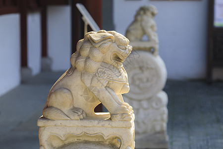 中国狮子中国古建筑的石狮子背景