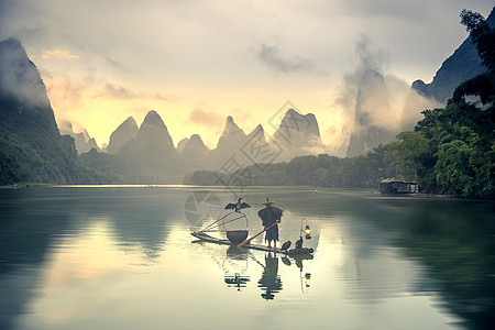 桂林风景漓江山水黎明图背景