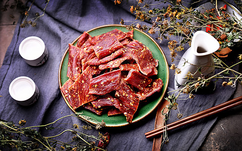 麻辣牛肉干内蒙古风干牛肉背景