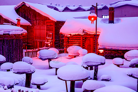 雪乡夜景温暖的雪乡背景