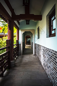 中国园林景观古典园林景观走廊背景
