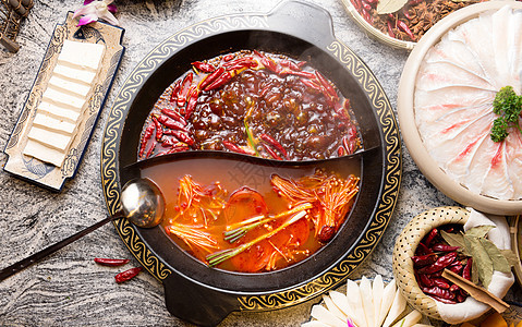 番茄牛油鸳鸯火锅口味高清图片素材