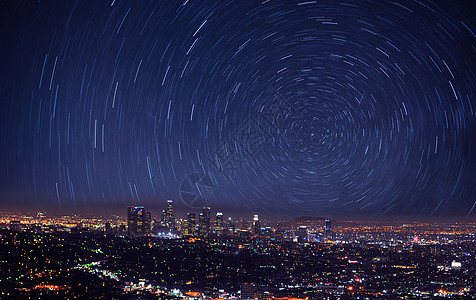 银河城市星空星轨背景设计图片