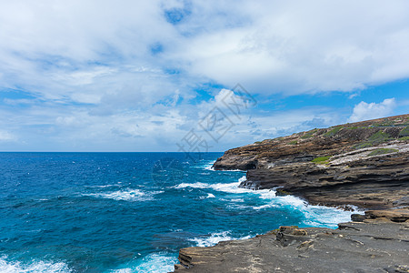 夏威夷海边夏威夷礁石背景