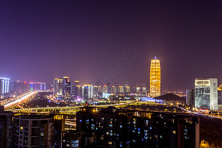 郑州CBD夜景郑州城市建筑夜景背景