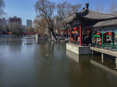 北京大观园的冬天景色背景